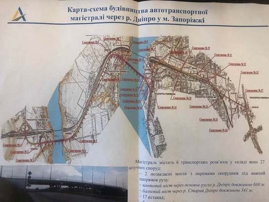 Карта-схема строительства мостов через Днепр. Фото: fb Viktor Dovhan 