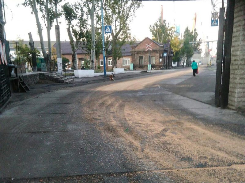 Центральные улицы Бердянска засыпали зерном