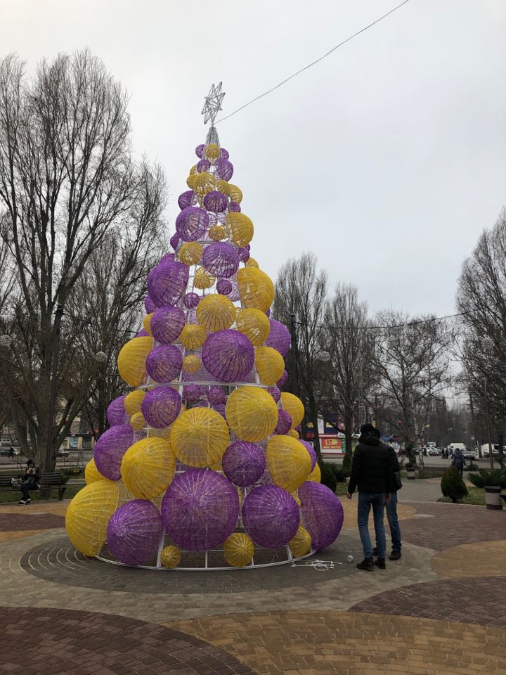 В Мелитополе установили необычную новогоднюю елку - фото
