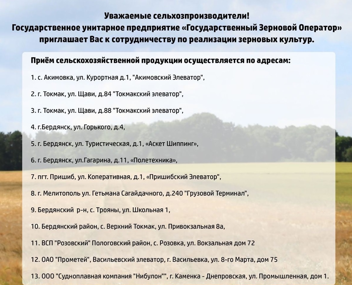 Віджаті елеватори та зерносховища на території Запорізької області, куди окупанти пропонували фермерам здавати свою продукцію